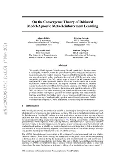 On the Convergence Theory of Debiased Model-Agnostic Meta-Reinforcement
  Learning