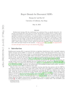 Regret Bounds for Discounted MDPs