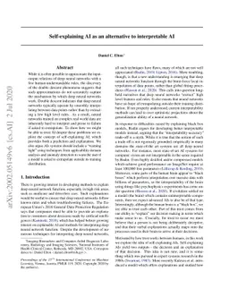 Self-explaining AI as an alternative to interpretable AI