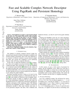 Fast and Scalable Complex Network Descriptor Using PageRank and
  Persistent Homology