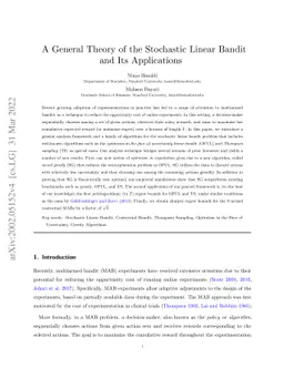 A General Theory of the Stochastic Linear Bandit and Its Applications