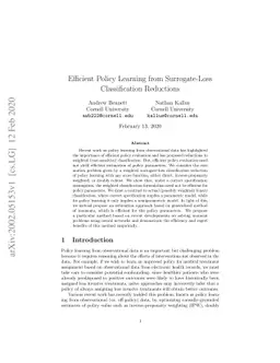 Efficient Policy Learning from Surrogate-Loss Classification Reductions