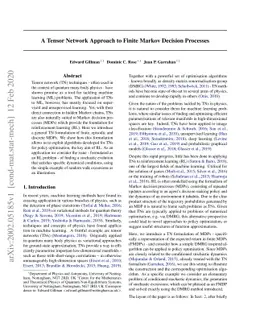 A Tensor Network Approach to Finite Markov Decision Processes
