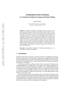 Archimedean Choice Functions: an Axiomatic Foundation for Imprecise
  Decision Making