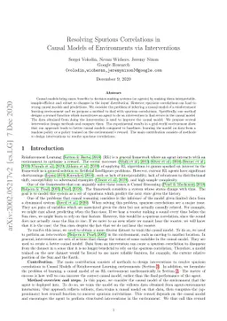 Resolving Spurious Correlations in Causal Models of Environments via
  Interventions