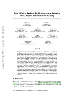 Data Efficient Training for Reinforcement Learning with Adaptive
  Behavior Policy Sharing