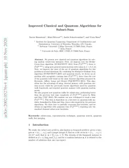 Improved Classical and Quantum Algorithms for Subset-Sum