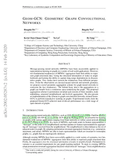 Geom-GCN: Geometric Graph Convolutional Networks