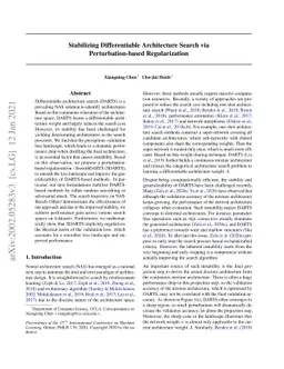 Stabilizing Differentiable Architecture Search via Perturbation-based
  Regularization
