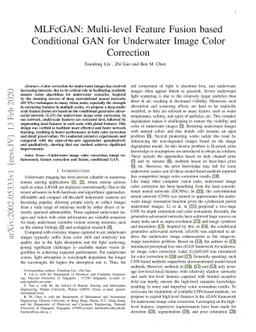 MLFcGAN: Multi-level Feature Fusion based Conditional GAN for Underwater
  Image Color Correction