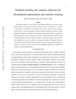 Gradient tracking and variance reduction for decentralized optimization
  and machine learning