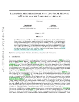Recurrent Attention Model with Log-Polar Mapping is Robust against
  Adversarial Attacks