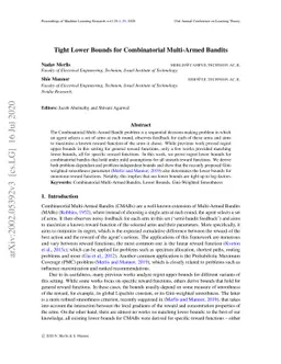 Tight Lower Bounds for Combinatorial Multi-Armed Bandits