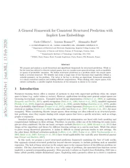 A General Framework for Consistent Structured Prediction with Implicit
  Loss Embeddings
