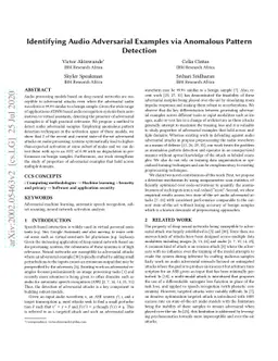 Identifying Audio Adversarial Examples via Anomalous Pattern Detection