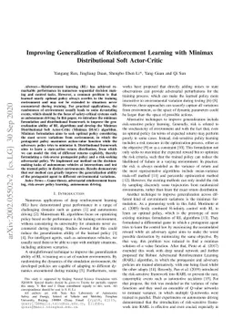 Improving Generalization of Reinforcement Learning with Minimax
  Distributional Soft Actor-Critic