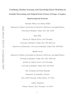 Combining Machine Learning with Knowledge-Based Modeling for Scalable
  Forecasting and Subgrid-Scale Closure of Large, Complex, Spatiotemporal
  Systems