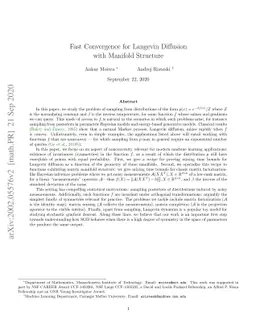 Fast Convergence for Langevin Diffusion with Manifold Structure