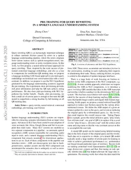 Pre-Training for Query Rewriting in A Spoken Language Understanding
  System