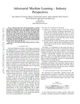 Adversarial Machine Learning -- Industry Perspectives