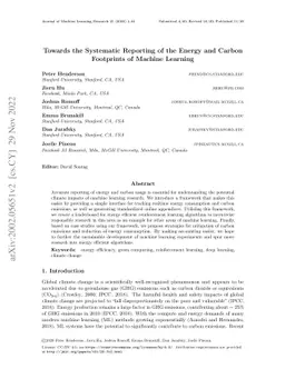 Towards the Systematic Reporting of the Energy and Carbon Footprints of
  Machine Learning