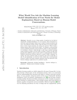 What Would You Ask the Machine Learning Model? Identification of User
  Needs for Model Explanations Based on Human-Model Conversations