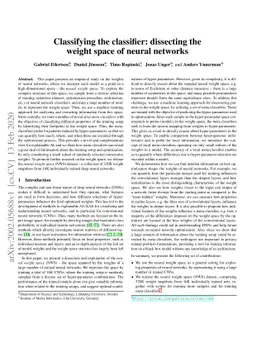 Classifying the classifier: dissecting the weight space of neural
  networks