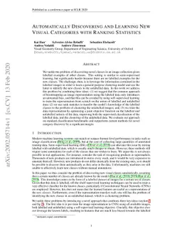 Automatically Discovering and Learning New Visual Categories with
  Ranking Statistics