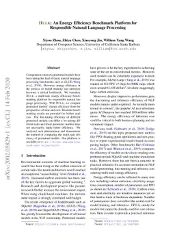 HULK: An Energy Efficiency Benchmark Platform for Responsible Natural
  Language Processing