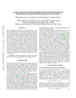 Stable Training of DNN for Speech Enhancement based on
  Perceptually-Motivated Black-Box Cost Function