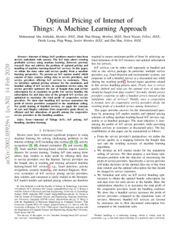 Optimal Pricing of Internet of Things: A Machine Learning Approach