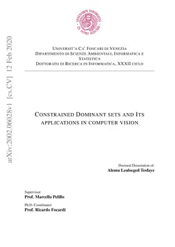 Constrained Dominant sets and Its applications in computer vision