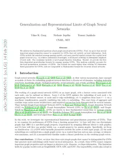 Generalization and Representational Limits of Graph Neural Networks