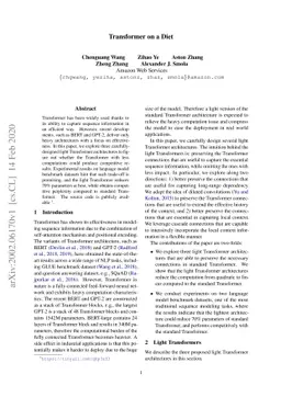 Transformer on a Diet