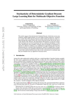 Stochasticity of Deterministic Gradient Descent: Large Learning Rate for
  Multiscale Objective Function
