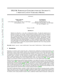 TPLVM: Portfolio Construction by Student's $t$-process Latent Variable
  Model