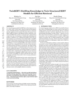 TwinBERT: Distilling Knowledge to Twin-Structured BERT Models for
  Efficient Retrieval
