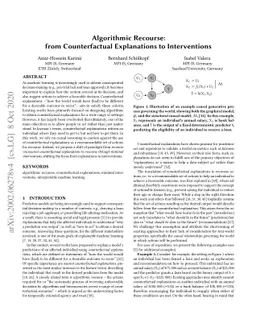 Algorithmic Recourse: from Counterfactual Explanations to Interventions