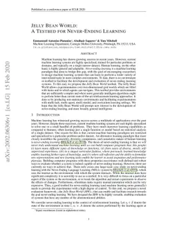 Jelly Bean World: A Testbed for Never-Ending Learning