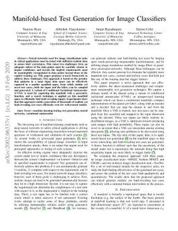 Manifold-based Test Generation for Image Classifiers