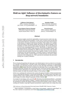 Hold me tight! Influence of discriminative features on deep network
  boundaries