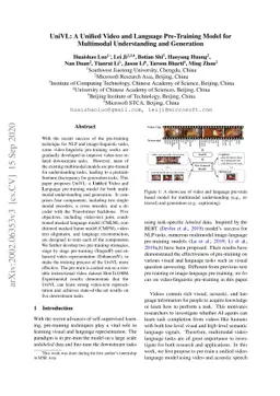 UniVL: A Unified Video and Language Pre-Training Model for Multimodal
  Understanding and Generation