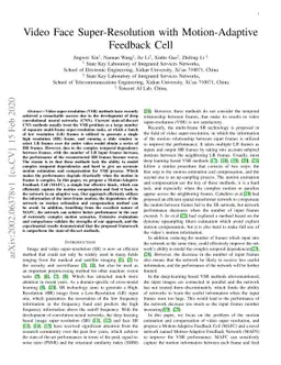 Video Face Super-Resolution with Motion-Adaptive Feedback Cell