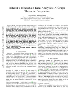 Bitcoin's Blockchain Data Analytics: A Graph Theoretic Perspective