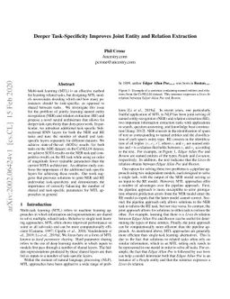 Deeper Task-Specificity Improves Joint Entity and Relation Extraction