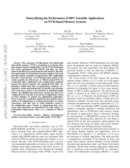 Demystifying the Performance of HPC Scientific Applications on NVM-based
  Memory Systems