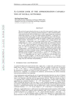 A closer look at the approximation capabilities of neural networks