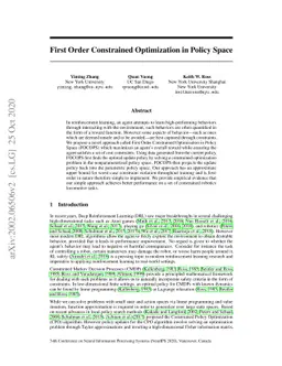 First Order Constrained Optimization in Policy Space