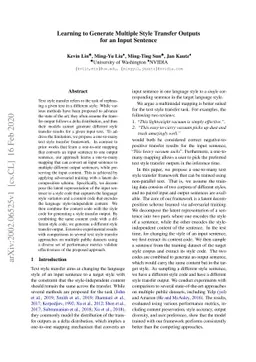 Learning to Generate Multiple Style Transfer Outputs for an Input
  Sentence