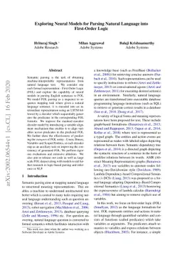 Exploring Neural Models for Parsing Natural Language into First-Order
  Logic